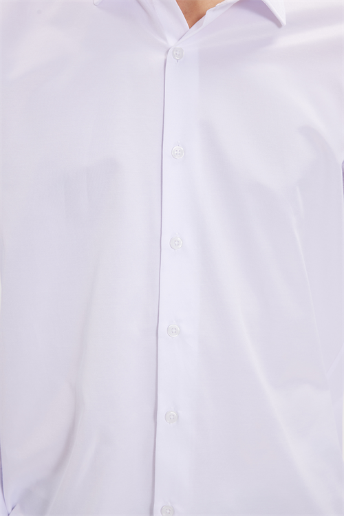 Slim Fit Kolay Ütülenebilir Ter Konforu Sağlayan Kravatlık Yaka Dört Mevsim Beyaz Erkek Gömlek