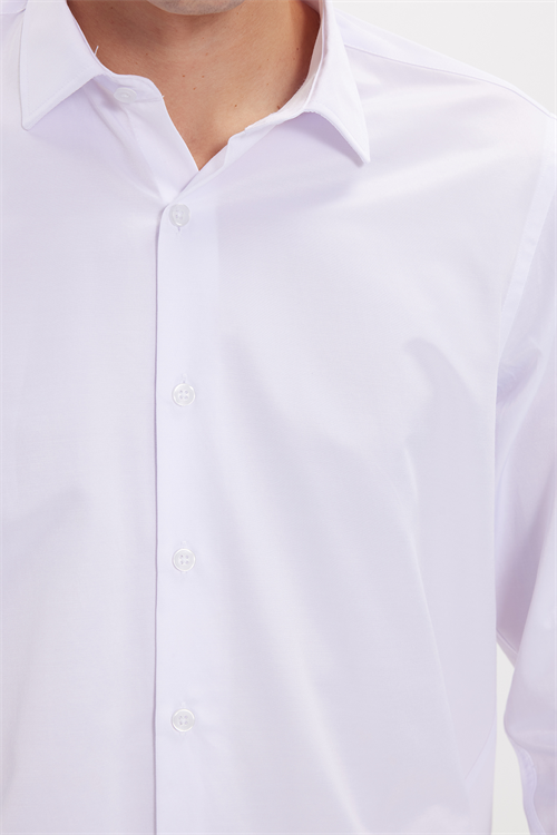 Slim Fit Kolay Ütü Teri Emen Nefes Alan Doku Kravatlık Dört Mevsim  Erkek Gömlek