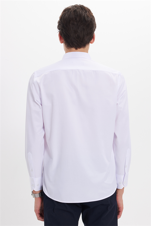 Slim Fit Kolay Ütülenebilir Ter Konforu Sağlayan Kravatlık Yaka Dört Mevsim Beyaz Erkek Gömlek