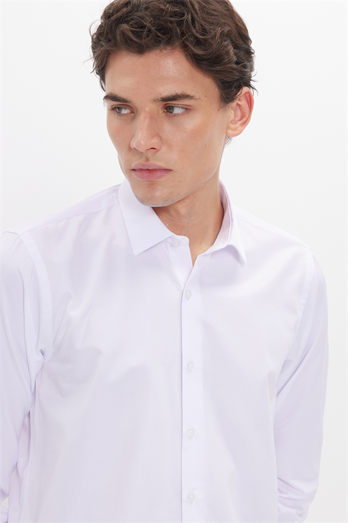 Slim Fit Kolay Ütü Teri Emen Nefes Alan Doku Kravatlık Dört Mevsim  Erkek Gömlek
