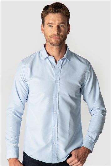Slim Fit Kolay Ütü Teri Emen Nefes Alan Doku Kravatlık Dört Mevsim  Erkek Gömlek