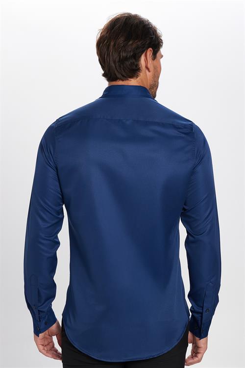 Slim Fit Kolay Ütü Teri Emen Nefes Alan Doku Kravatlık Dört Mevsim  Erkek Gömlek