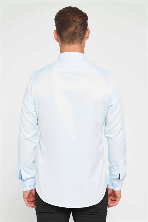 Slim Fit Kolay Ütü Teri Emen Nefes Alan Doku Kravatlık Dört Mevsim  Erkek Gömlek