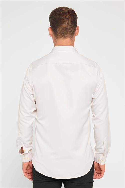 Slim Fit Kolay Ütü Teri Emen Nefes Alan Doku Kravatlık Dört Mevsim  Erkek Gömlek