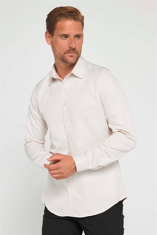 Slim Fit Kolay Ütü Teri Emen Nefes Alan Doku Kravatlık Dört Mevsim  Erkek Gömlek