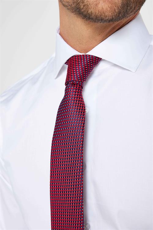 Slım Fıt Uzun Kollu Yüksek Yaka Premium Seri Cotton Saten Beyaz Gömlek