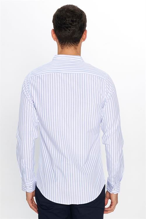  Erkek Slim Fit Dar Kesim Uzun Kollu Pamuklu Beyaz Hakim Yaka Gömlek