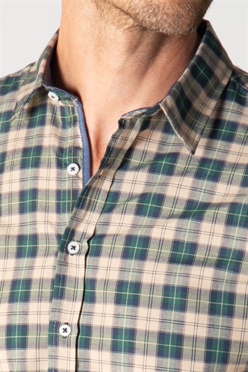 Slim Fit Uzun Kollu Kareli Pamuklu Kolay Ütü Erkek Renkli Gömlek