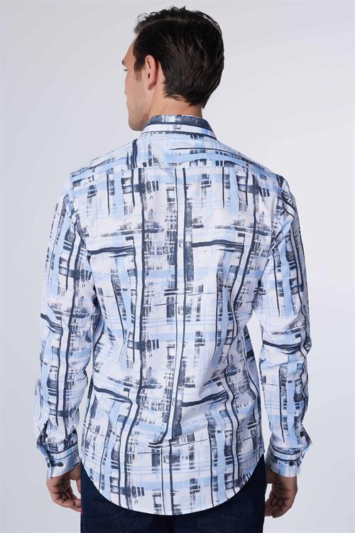 Slim Fit Uzun Kollu Desenli Pamuklu Kolay Ütü Erkek Gömlek