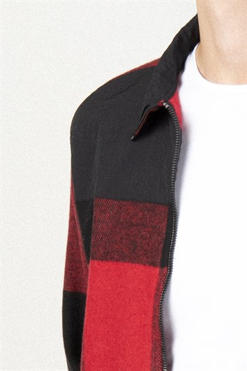 Slim Fit Uzun Kollu Kışlık Oduncu Fermuarlı Parçalı Erkek Gömlek