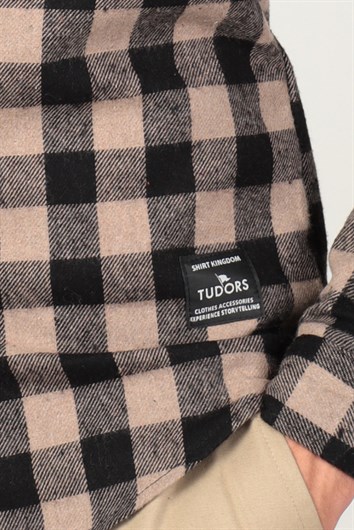 Slim Fit Uzun Kollu Kışlık Oduncu Dama Desen Erkek Kahve Gömlek