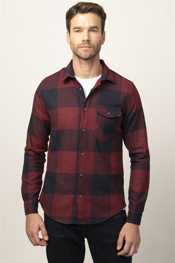 Slim Fit Uzun Kollu Kışlık Oduncu Ekoseli Erkek Gömlek