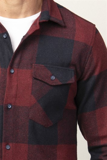 Slim Fit Uzun Kollu Kışlık Oduncu Ekoseli Erkek Gömlek