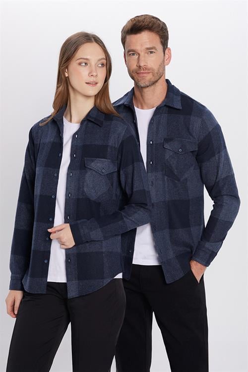 Slim Fit Uzun Kollu Kışlık Oduncu Ekoseli Unisex Gömlek