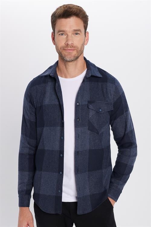 Slim Fit Uzun Kollu Kışlık Oduncu Ekoseli Unisex Gömlek