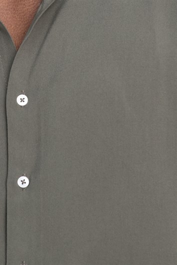 Slim Fit Uzun Kollu Dar Kesim Dökümlü Viskon Şık Erkek Yeşil Gömlek