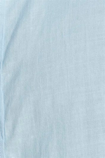 Erkek Slim Fit Dar Kesim Uzun Kollu %100 Pamuk Keten Doku Hakim Yaka Mavi Gömlek