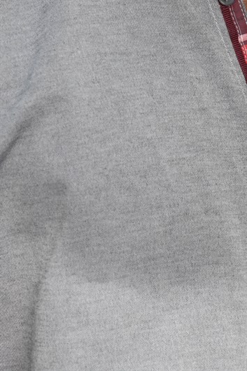 Erkek Slim Fit Dar Kesim Kısa Kollu Pamuklu Oxford Doku Kolay Ütülenebilir Gri Düğmeli Yaka Gömlek
