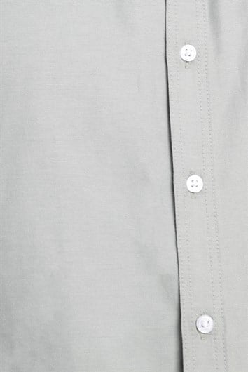 Erkek Slim Fit Dar Kesim Kısa Kollu Pamuklu Oxford Doku Kolay Ütülenebilir Yeşil Düğmeli Yaka Gömlek