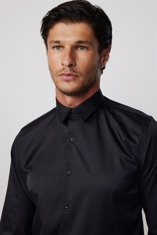 Slim Fit Uzun Kollu Likralı Düz Stretch Erkek Gömlek