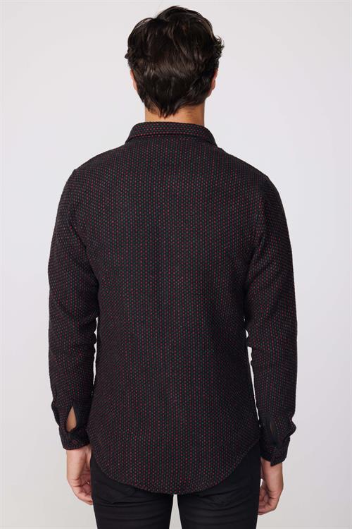Erkek Slim Fit Dar Kesim Uzun Kollu Çizgili Çift Cepli Kışlık Oduncu Gömlek
