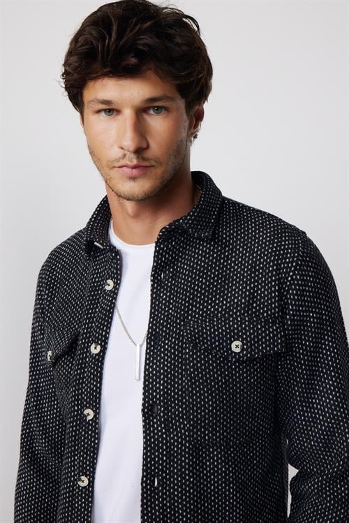 Erkek Slim Fit Dar Kesim Uzun Kollu Çizgili Çift Cepli Kışlık Oduncu Gömlek