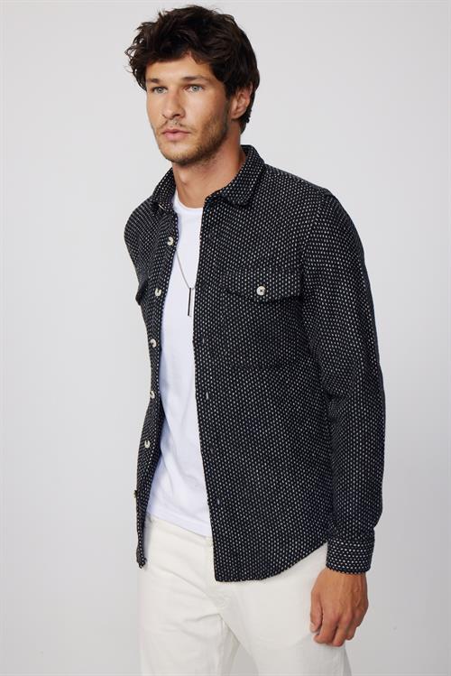 Erkek Slim Fit Dar Kesim Uzun Kollu Çizgili Çift Cepli Kışlık Oduncu Gömlek