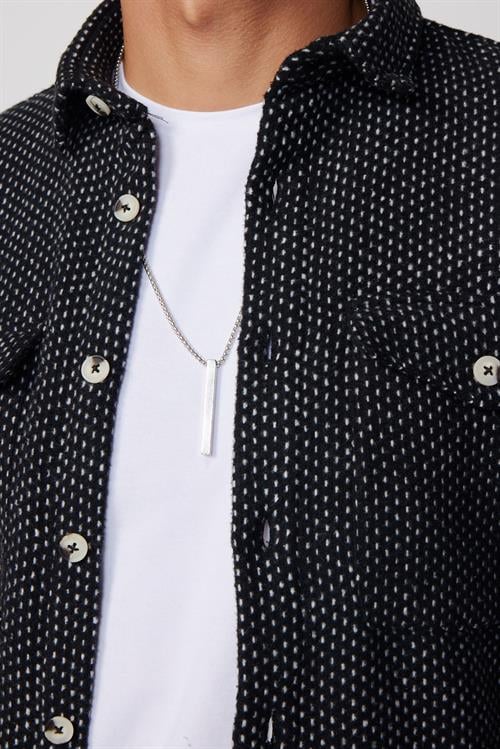 Erkek Slim Fit Dar Kesim Uzun Kollu Çizgili Çift Cepli Kışlık Oduncu Gömlek