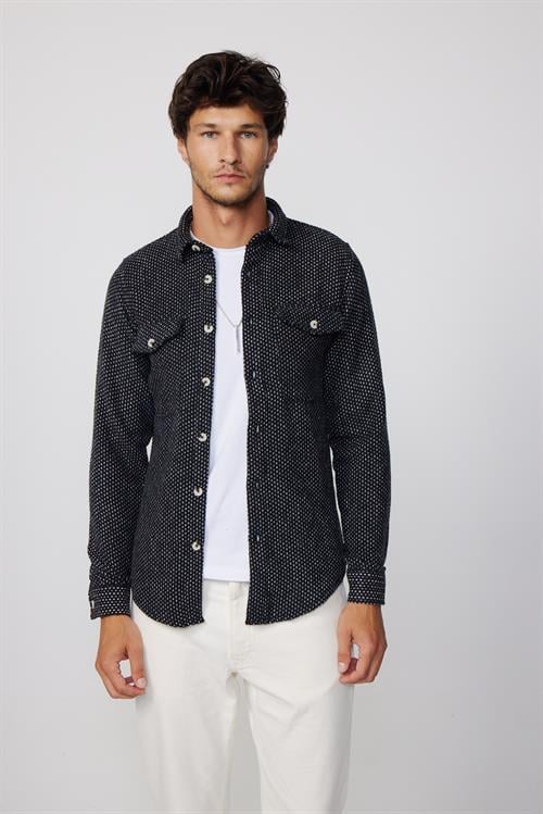 Erkek Slim Fit Dar Kesim Uzun Kollu Çizgili Çift Cepli Kışlık Oduncu Gömlek