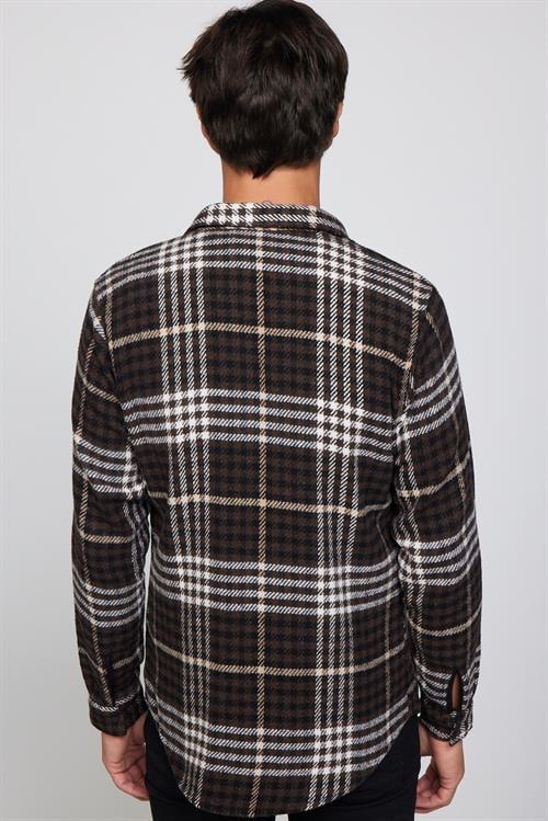 Erkek Slim Fit Dar Kesim Uzun Kollu Kareli Kışlık Oduncu Gömlek