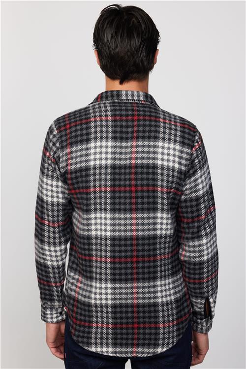 Erkek Slim Fit Dar Kesim Uzun Kollu Kareli Kışlık Oduncu Gömlek