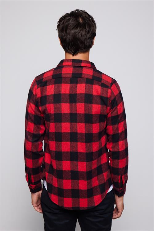 Erkek Slim Fit Dar Kesim Uzun Kollu Kareli Kışlık Oduncu Gömlek