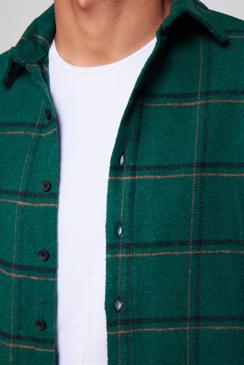 Erkek Slim Fit Dar Kesim Uzun Kollu Kareli Kışlık Oduncu Gömlek