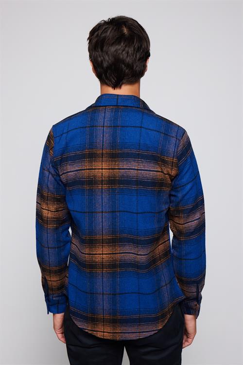 Erkek Slim Fit Dar Kesim Uzun Kollu Kareli Kışlık Oduncu Gömlek