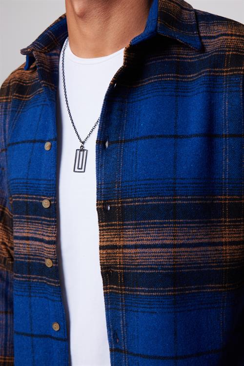 Erkek Slim Fit Dar Kesim Uzun Kollu Kareli Kışlık Oduncu Gömlek