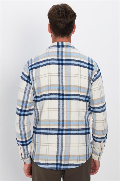 Slim Fit Kapaklı Tek Cep Çıtçıtlı Düğme Kareli Oduncu Erkek Gömlek