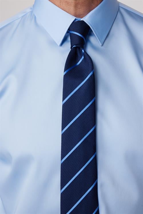 Slim Fit Mavi Non-Iron %100 Pamuk Doğa Dostu Ekoteks Belgeli Ütü Gerektirmez Gömlek