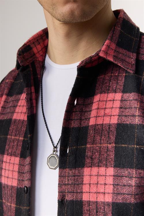 Erkek Slim Fit Dar Kesim Uzun Kollu Kareli Kışlık Oduncu Gömlek