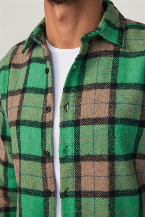 Erkek Slim Fit Dar Kesim Uzun Kollu Kareli Kışlık Oduncu Gömlek