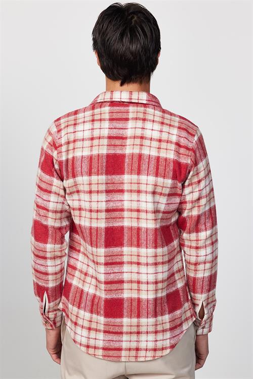 Erkek Slim Fit Dar Kesim Uzun Kollu Kareli Kışlık Oduncu Gömlek