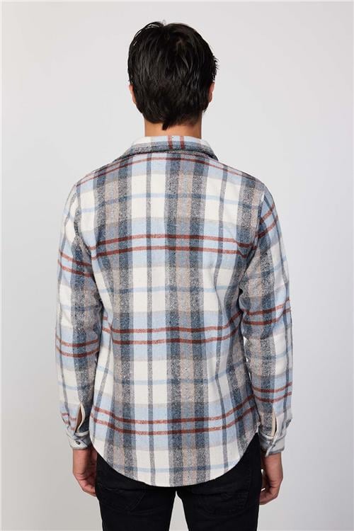 Erkek Slim Fit Dar Kesim Uzun Kollu Kareli Kışlık Oduncu Gömlek