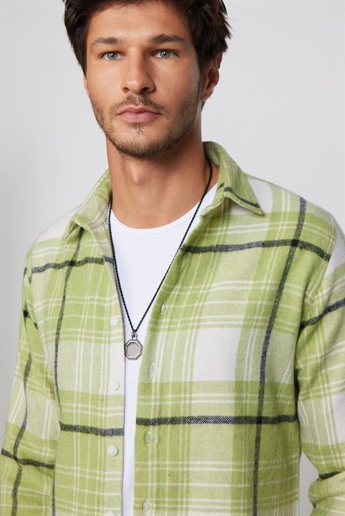 Erkek Slim Fit Dar Kesim Uzun Kollu Kareli Kışlık Oduncu Gömlek