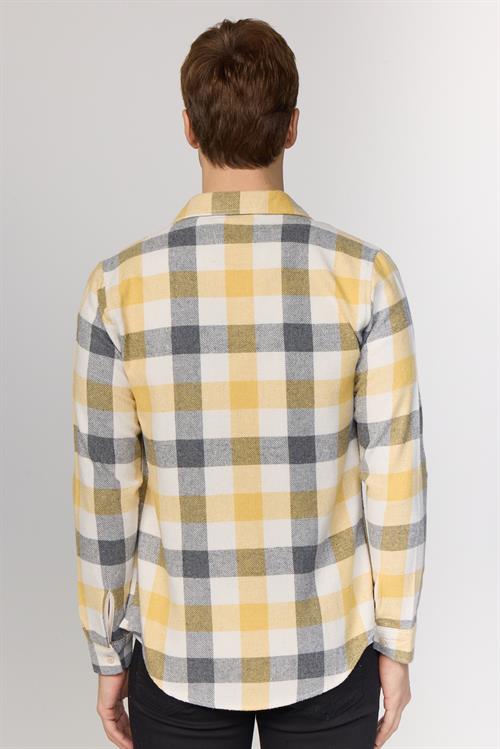 Erkek Slim Fit Dar Kesim Uzun Kollu Kareli Kışlık Oduncu Gömlek