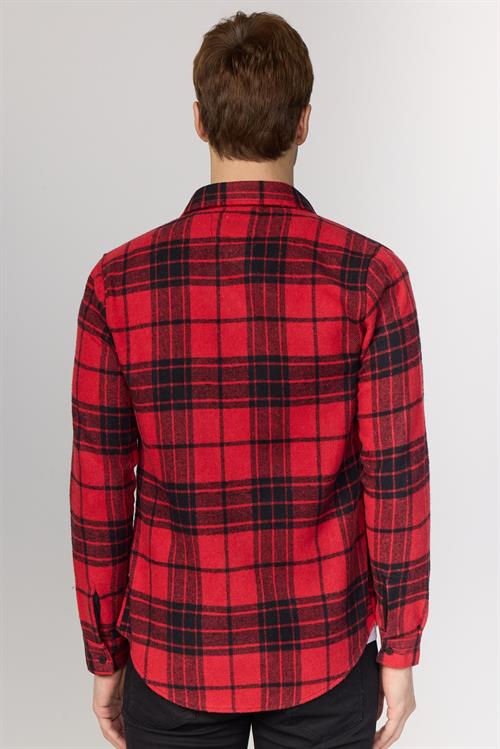 Erkek Slim Fit Dar Kesim Uzun Kollu Kareli Kışlık Oduncu Gömlek