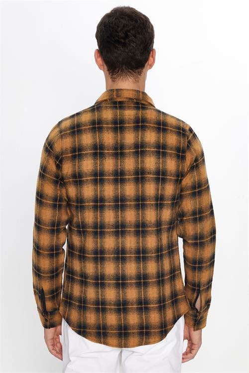 Erkek Slim Fit Dar Kesim Uzun Kollu Kareli Kışlık Oduncu Gömlek