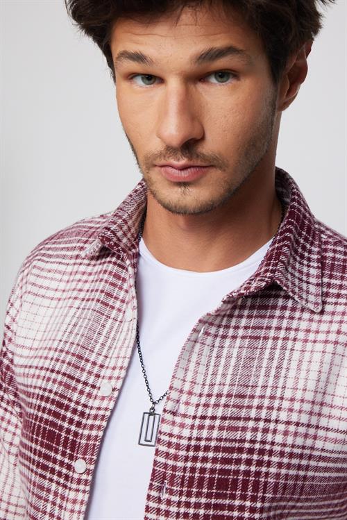 Erkek Slim Fit Dar Kesim Uzun Kollu Kareli Kışlık Oduncu Gömlek