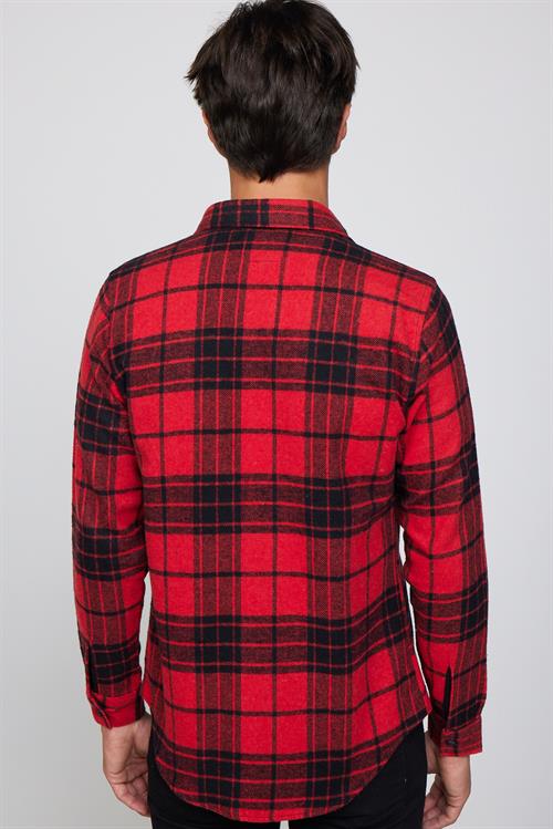 Erkek Slim Fit Dar Kesim Uzun Kollu Kareli Kışlık Oduncu Gömlek