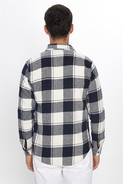 Erkek Slim Fit Dar Kesim Uzun Kollu Kareli Kışlık Oduncu Gömlek
