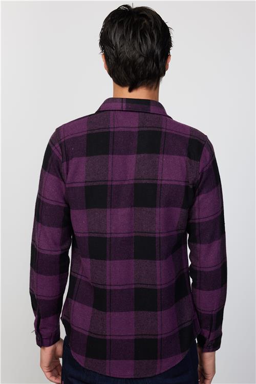 Erkek Slim Fit Dar Kesim Uzun Kollu Kareli Kışlık Oduncu Gömlek