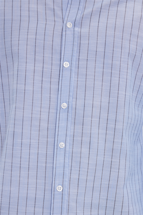 Erkek Slim Fit Dar Kesim Uzun Kollu %100 Pamuk Keten Doku Çizgili Gömlek